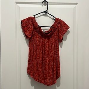 Old Navy Red Flutter Sleeve Smocked Blouse